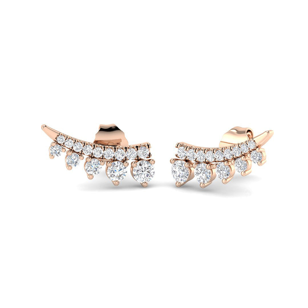 Stunning 0.50 Ct Diamond Ear Climbers in White Gold | Natural & Lab Grown Diamonds