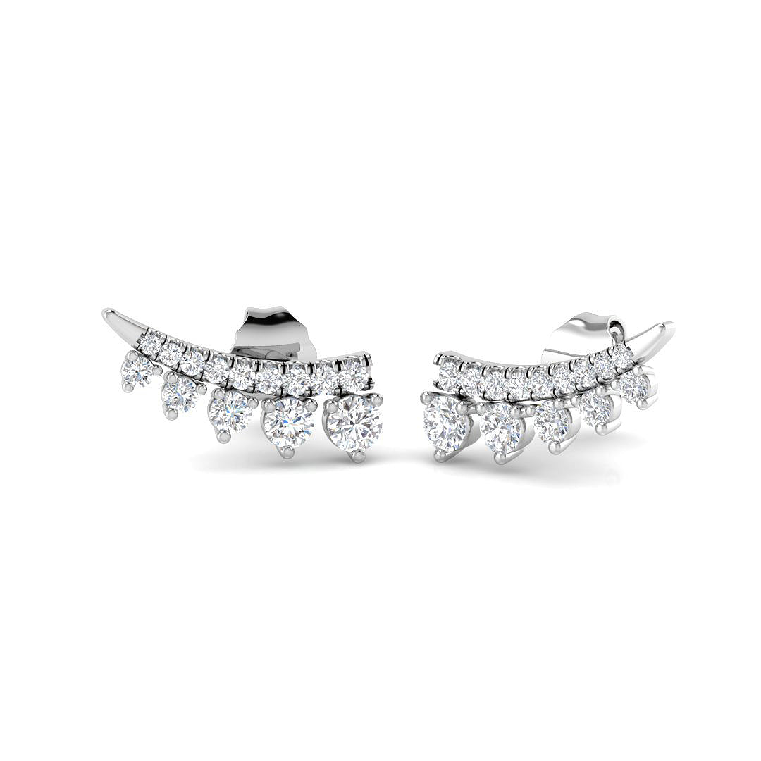 Stunning 0.50 Ct Diamond Ear Climbers in White Gold | Natural & Lab Grown Diamonds
