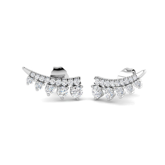 Stunning 0.50 Ct Diamond Ear Climbers in White Gold | Natural & Lab Grown Diamonds