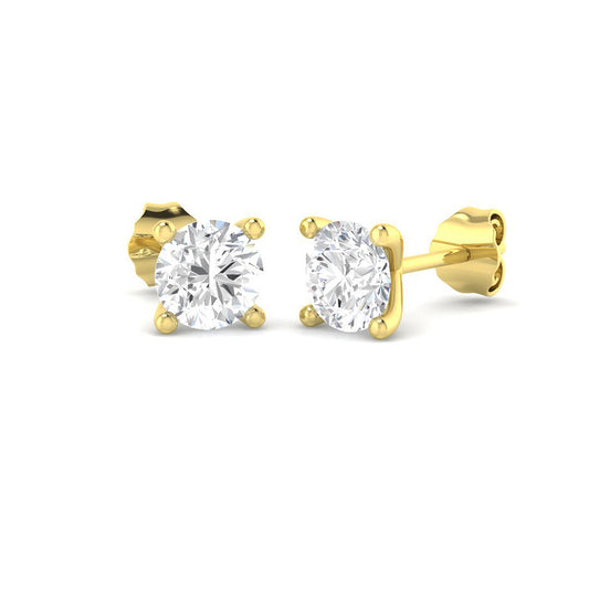 Stud Earrings with Round Brilliant Cut Diamonds | DE/VVS Gold