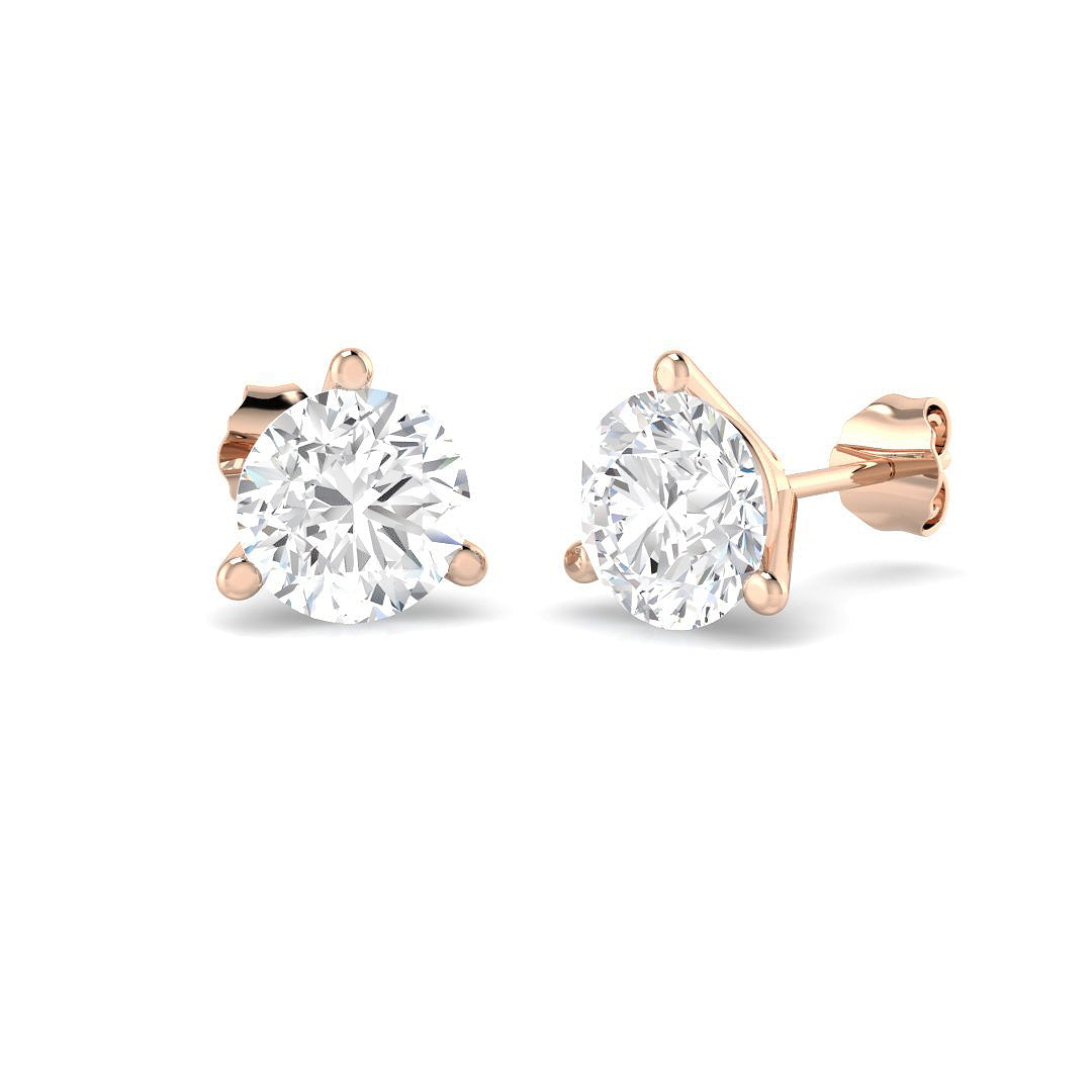3.00 Ct DE/VVS Lab Grown Round Cut Diamond Stud Earring | Prong Set