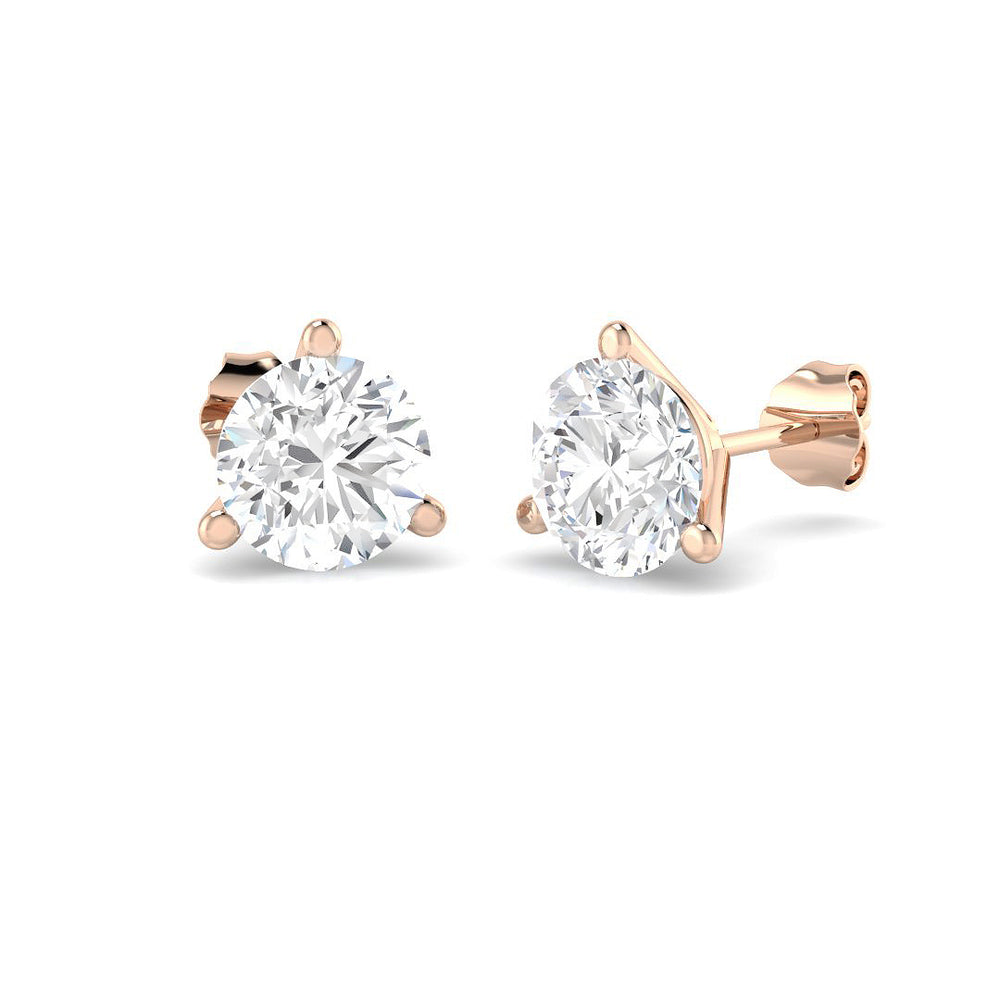Stud Earrings with Lab Grown Round Cut Diamond