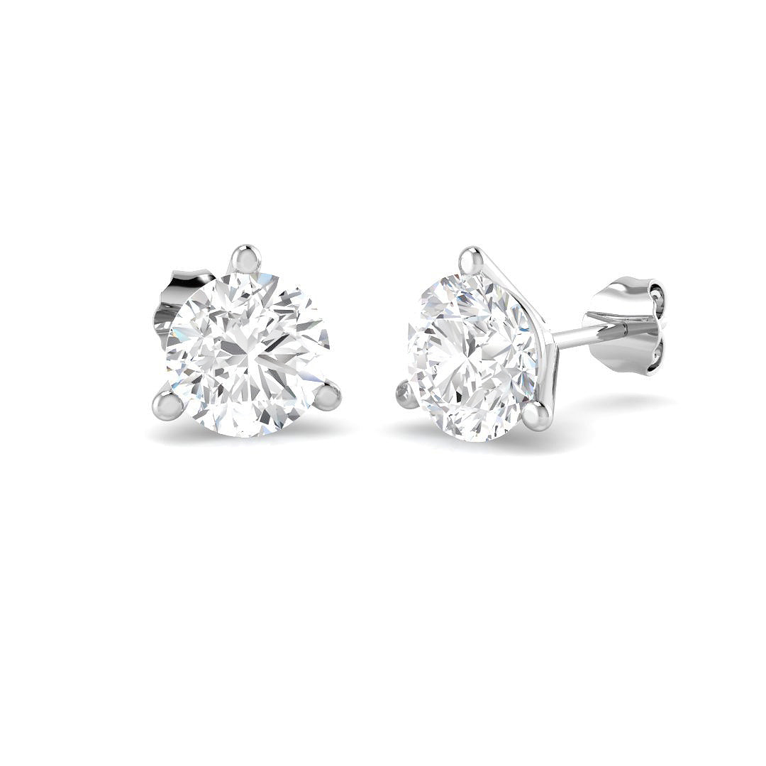 Stud Earrings with Lab Grown Round Cut Diamond
