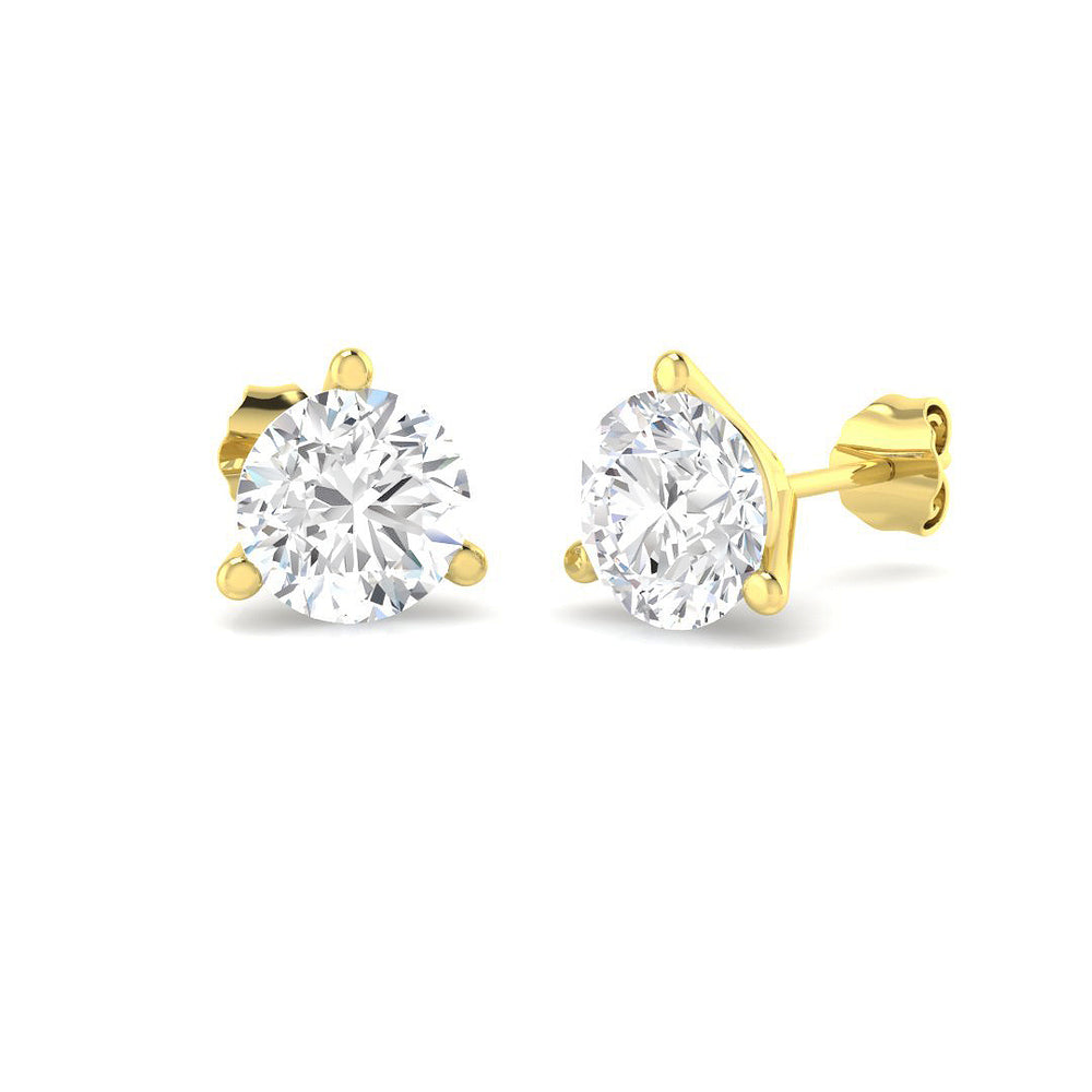 Stud Earrings with Lab Grown Round Cut Diamond