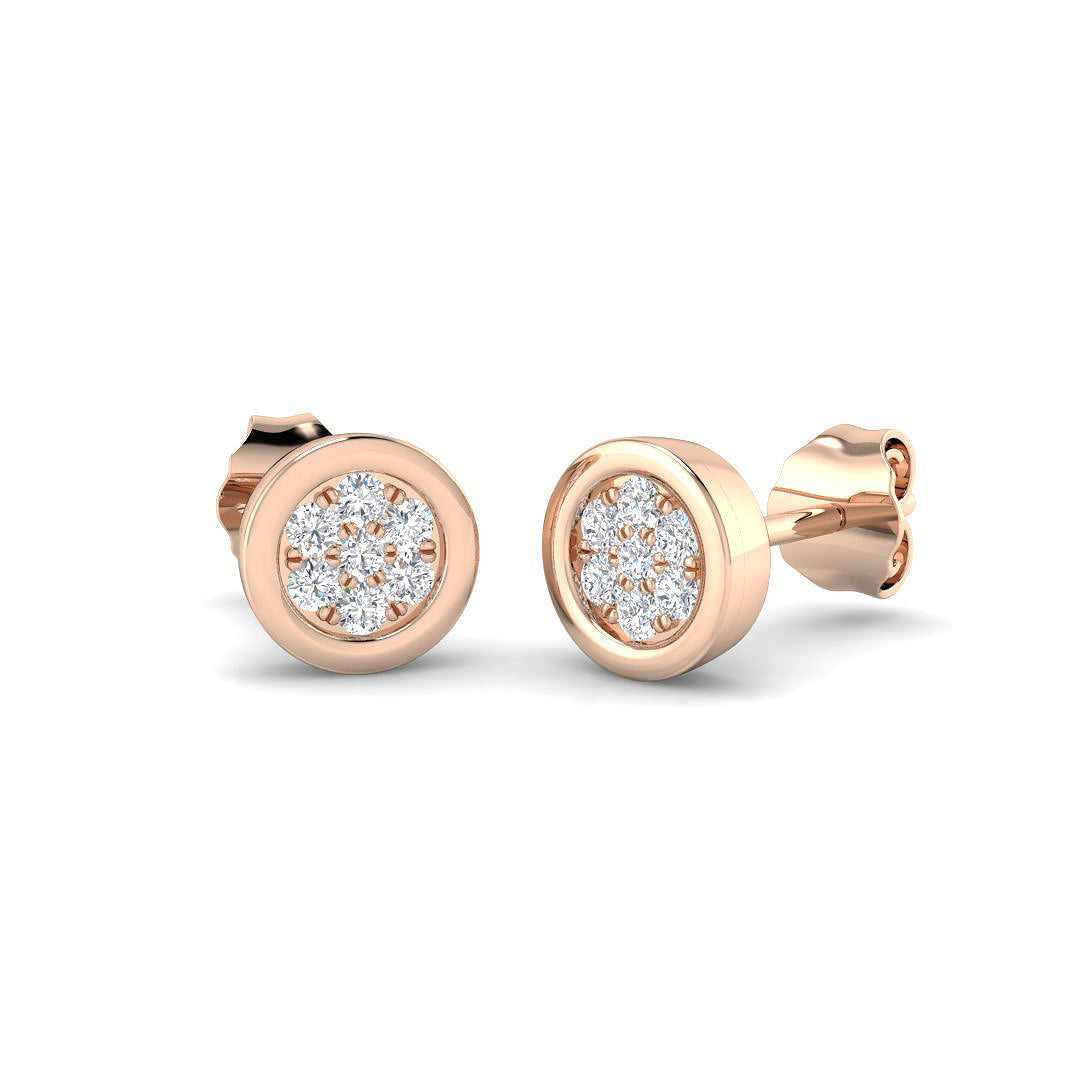 Luxmy Gold Cluster Diamond Earrings - Elegant 0.15ct Luxury Jewelry