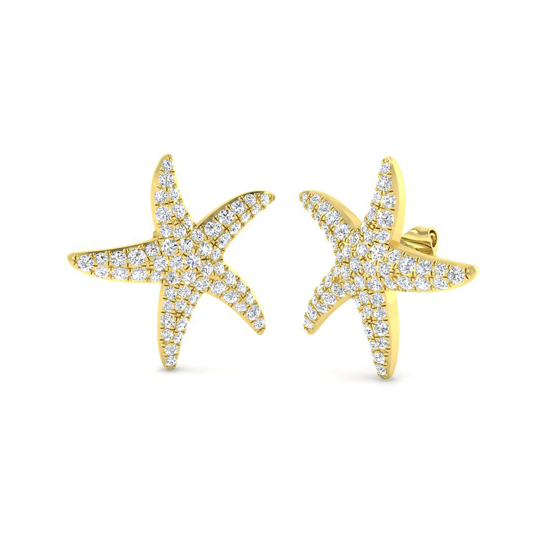 1.8 Carat D-E/VS Lab Grown Diamond Shape Earring 9k Yellow Gold Ready To Ship