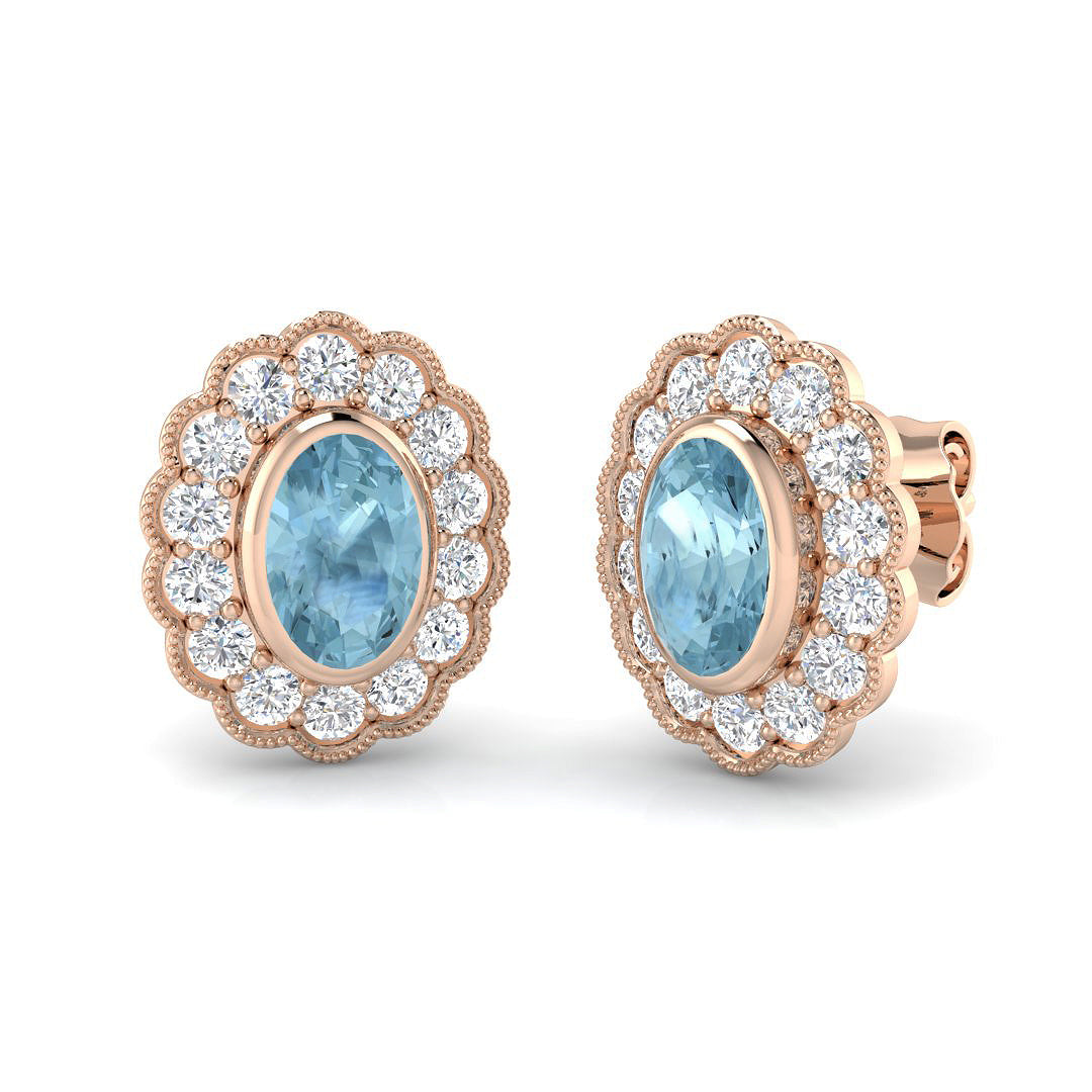 "Elegant Aquamarine Gold Earrings with 1.5ct Diamonds - Luxury Jewelry"