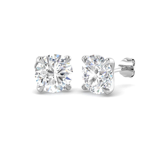 Stud Earrings with Round Brilliant Diamonds 4-Prong Setting 8ct DE/VVS