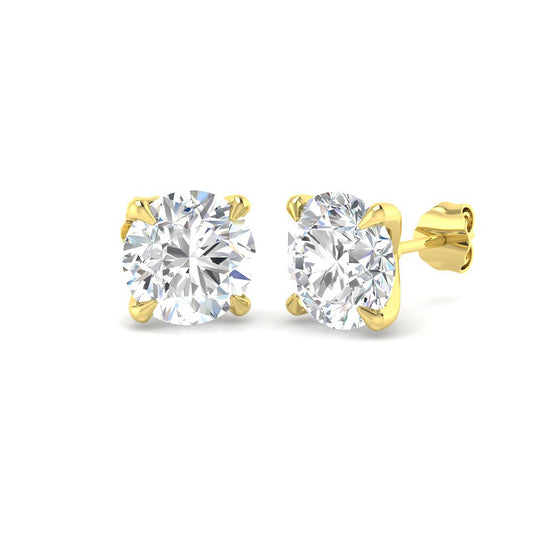 Stud Earrings with Round Brilliant Diamonds 4-Prong Setting 8ct DE/VVS