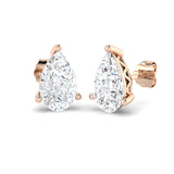 4.00 Ct DE/VVS Lab Grown Pear Cut Diamond Stud Earring | Prong Set