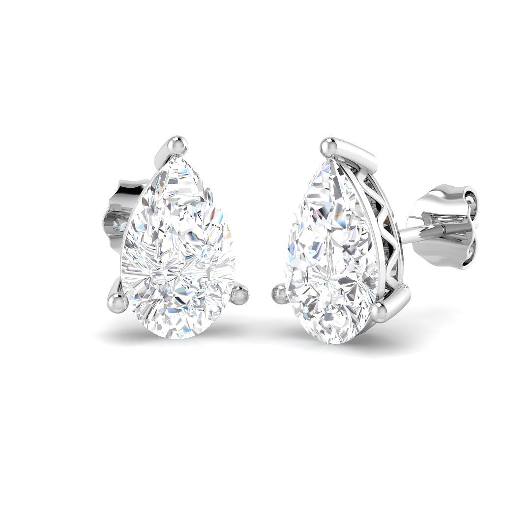 Stud Earrings with Lab Grown Pear Shape Diamond