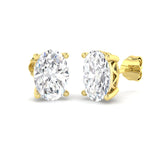 Boucles d'oreilles puces en diamant ovale de 3,00 ct, cultivé en laboratoire, DE/VVS | Sertissage à griffes