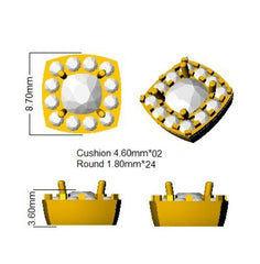 1.7 Carat D-E/VS Lab Grown Diamond Halo Earring 9k Yellow Gold Ready To Ship