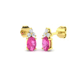 Luzvy Pink Sapphire & Diamond Gold Earrings 1ct-1.5ct Luxury Jewelry