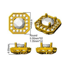 1.4 Carat D-E/VS Lab Grown Diamond Halo Earring 9k Yellow Gold Ready To Ship
