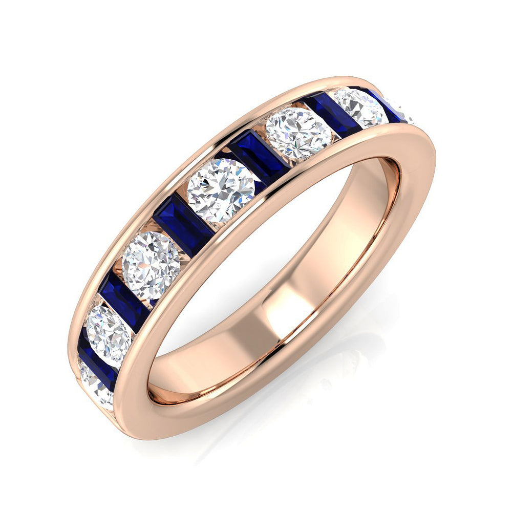 Blue Sapphire Half Eternity Ring in Platinum