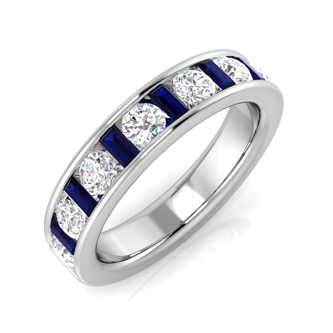 Blue Sapphire Half Eternity Ring for Women