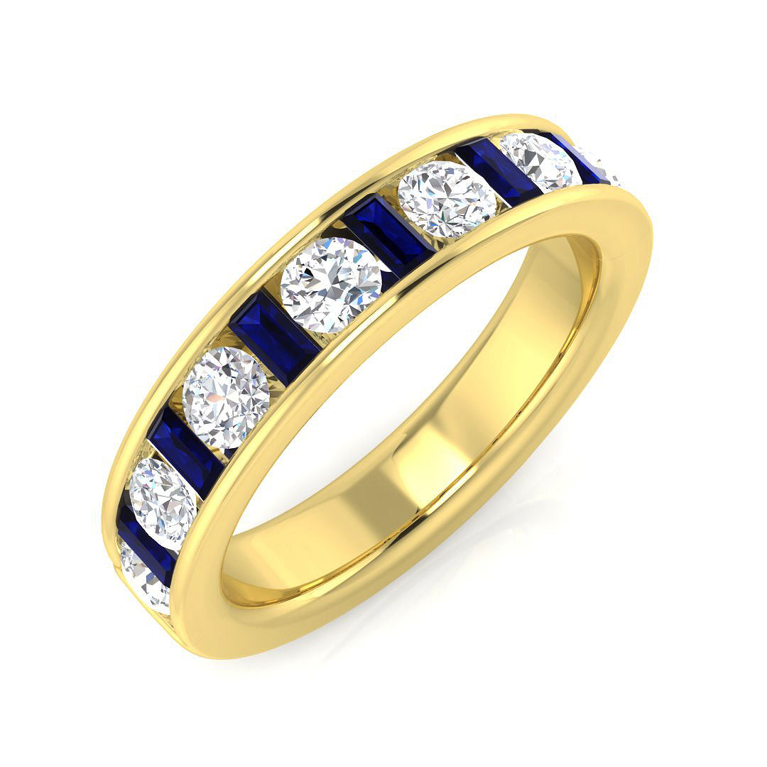 Blue Sapphire Half Eternity Ring