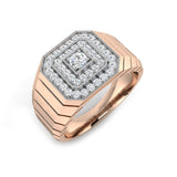 Men's Octagonal Pave Diamond Ring | 0.75ct | Hallmarked Gold & Platinum