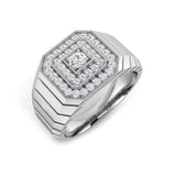 Men's Octagonal Pave Diamond Ring | 0.75ct | Hallmarked Gold & Platinum