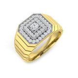 Men's Octagonal Pave Diamond Ring | 0.75ct | Hallmarked Gold & Platinum