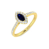 Marquise Sapphire Halo Ring with Diamonds | Lab-Grown or Natural Diamonds