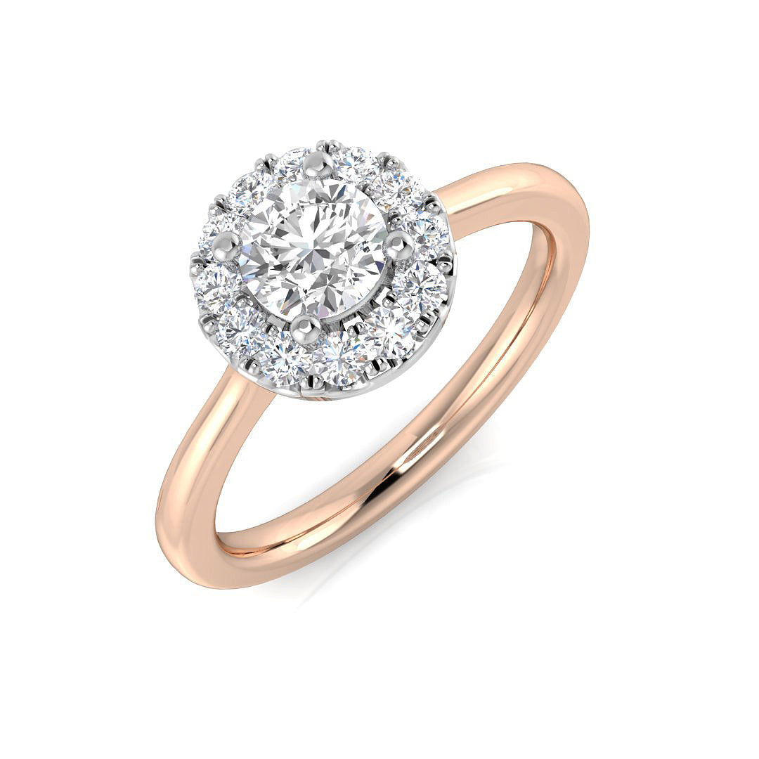 Lab Grown Round Cut Diamond Cluster Engagement Ring | 0.3ct - 0.75ct