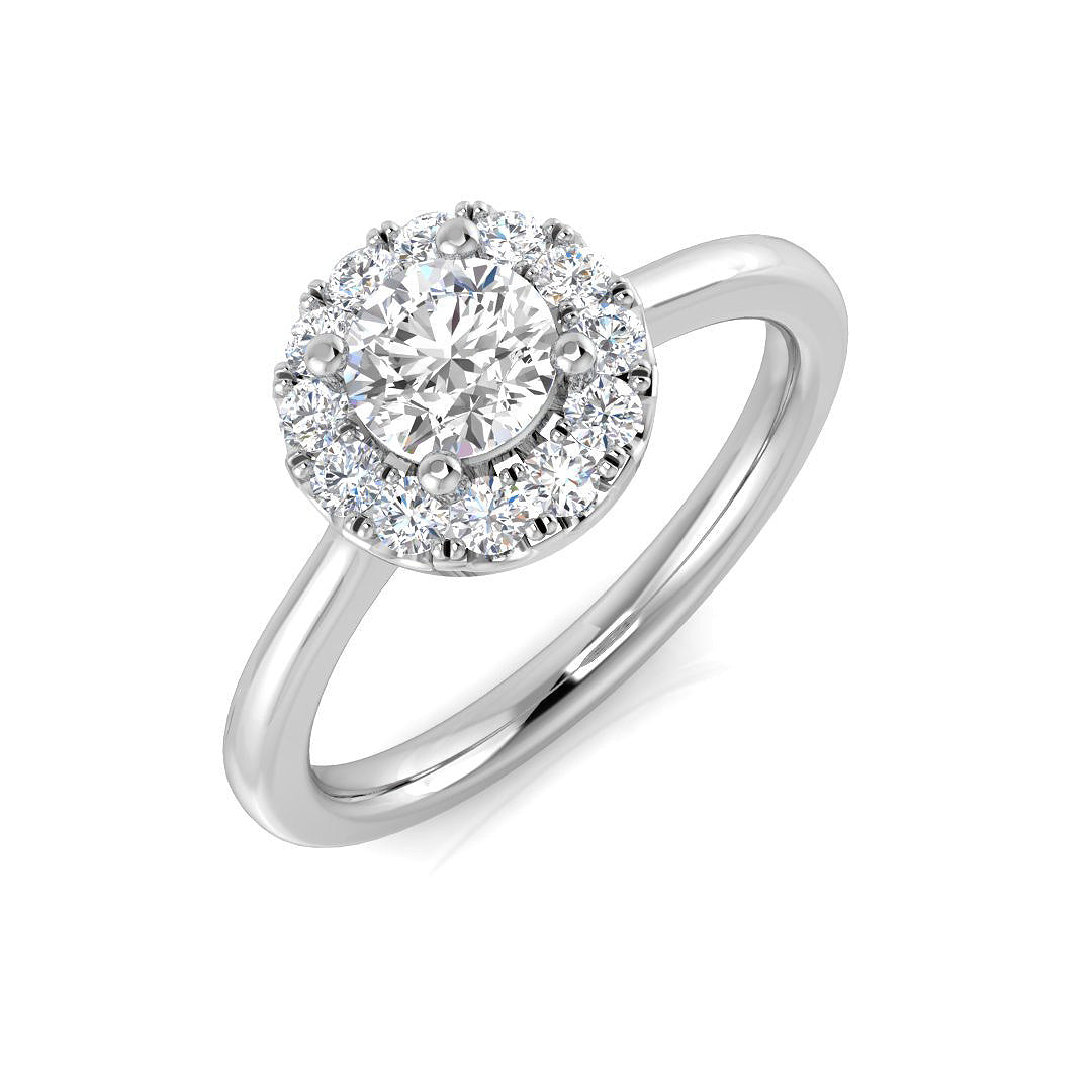 Lab Grown Round Cut Diamond Cluster Engagement Ring | 0.3ct - 0.75ct