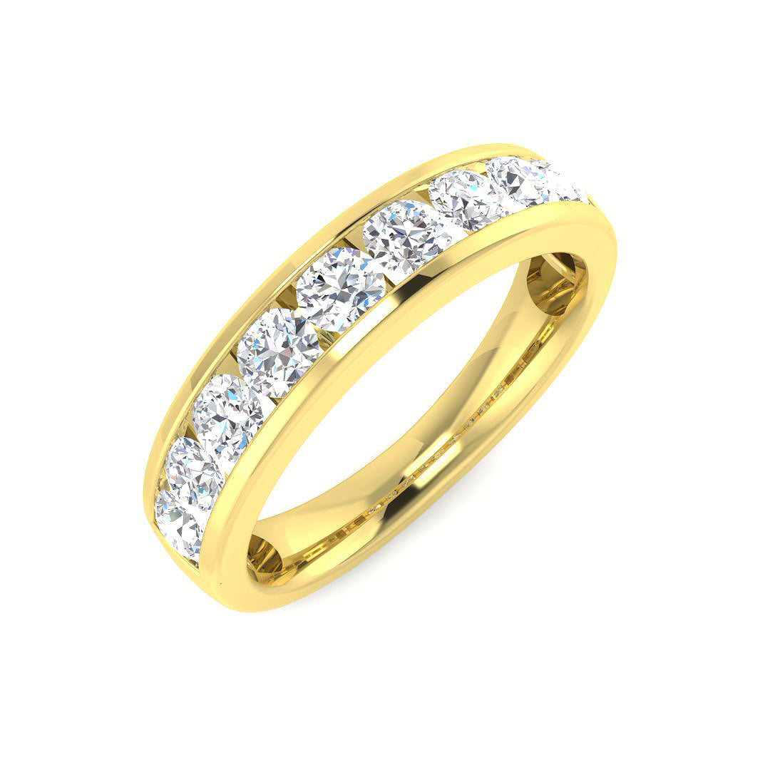 0.90Carat D-E/VS Lab Grown Diamond Half Eternity Wedding Ring 18k Yellow Gold Ready To Ship