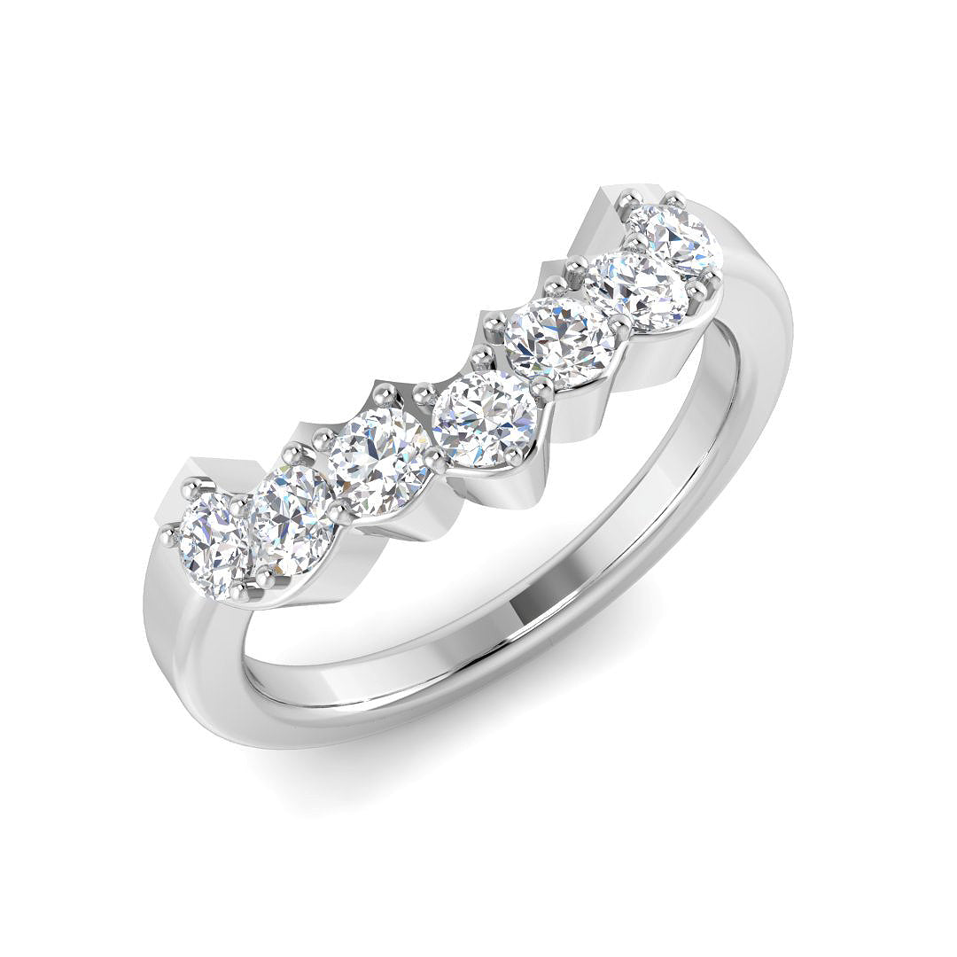 Graduated Round Diamond Wishbone Ring – Five Stone Sculpted V Band