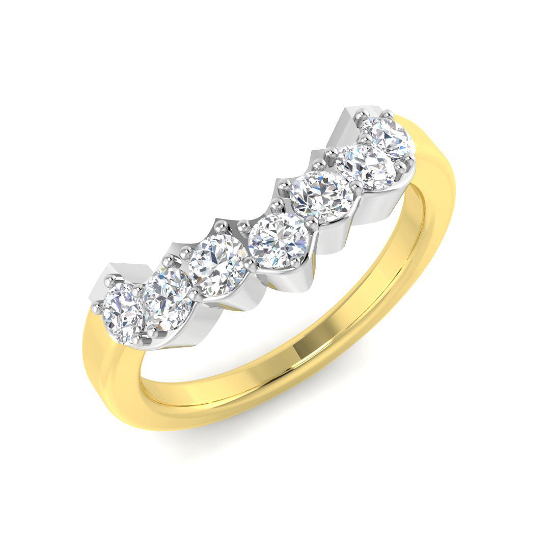 Graduated Round Diamond Wishbone Ring – Five Stone Sculpted V Band