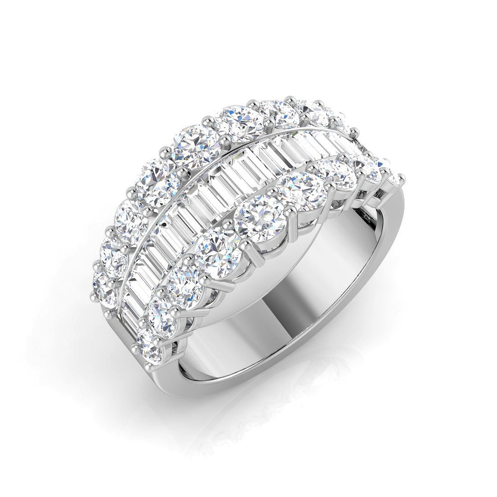 Baguette and Round Brilliant Diamond Platinum Half Eternity Ring