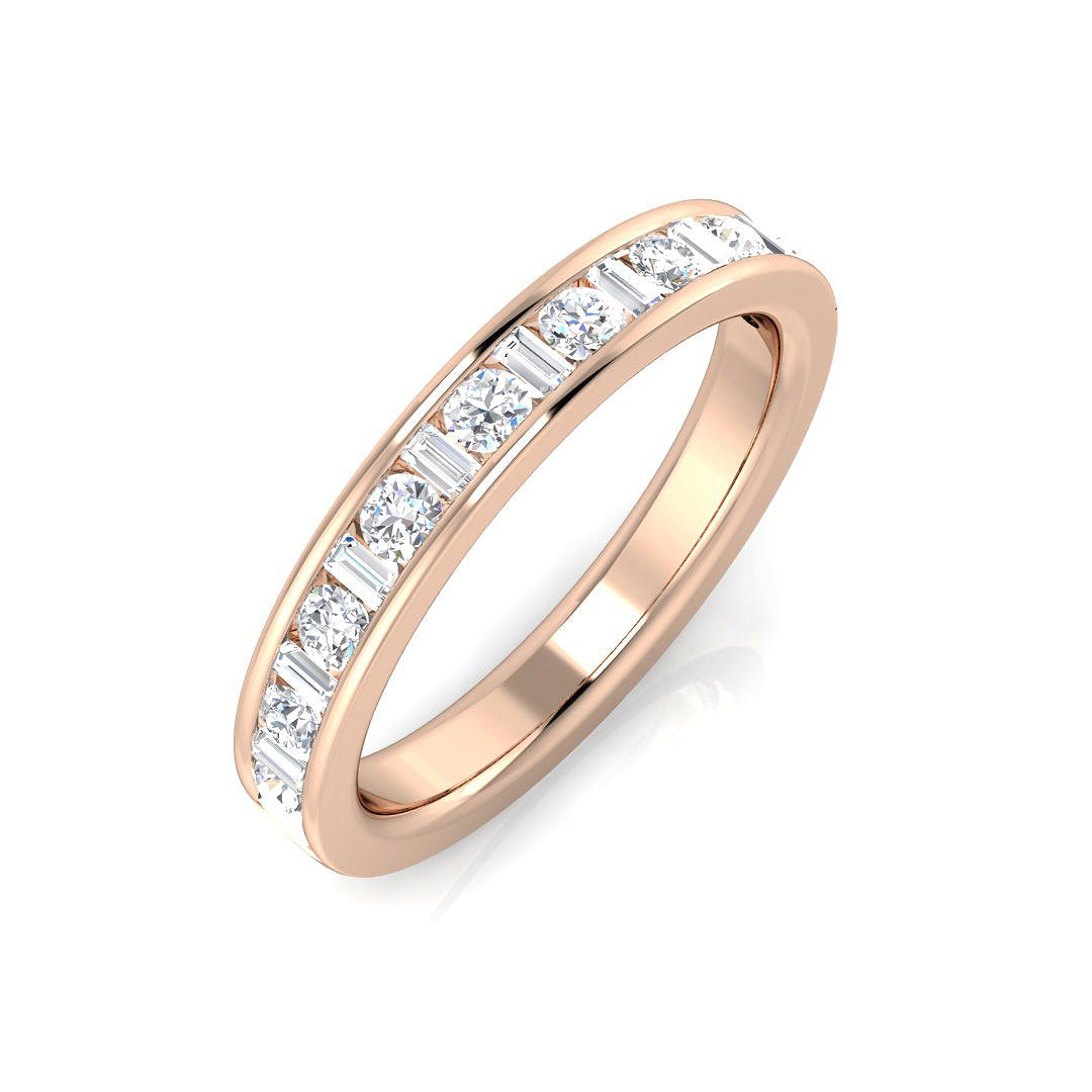 Baguette & Round Cut Half Eternity Ring | 0.5ct to 1ct | Natural & Lab Diamond