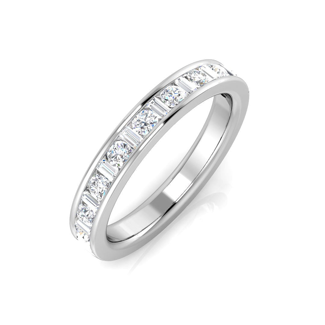 Baguette & Round Cut Half Eternity Ring | 0.5ct to 1ct | Natural & Lab Diamond
