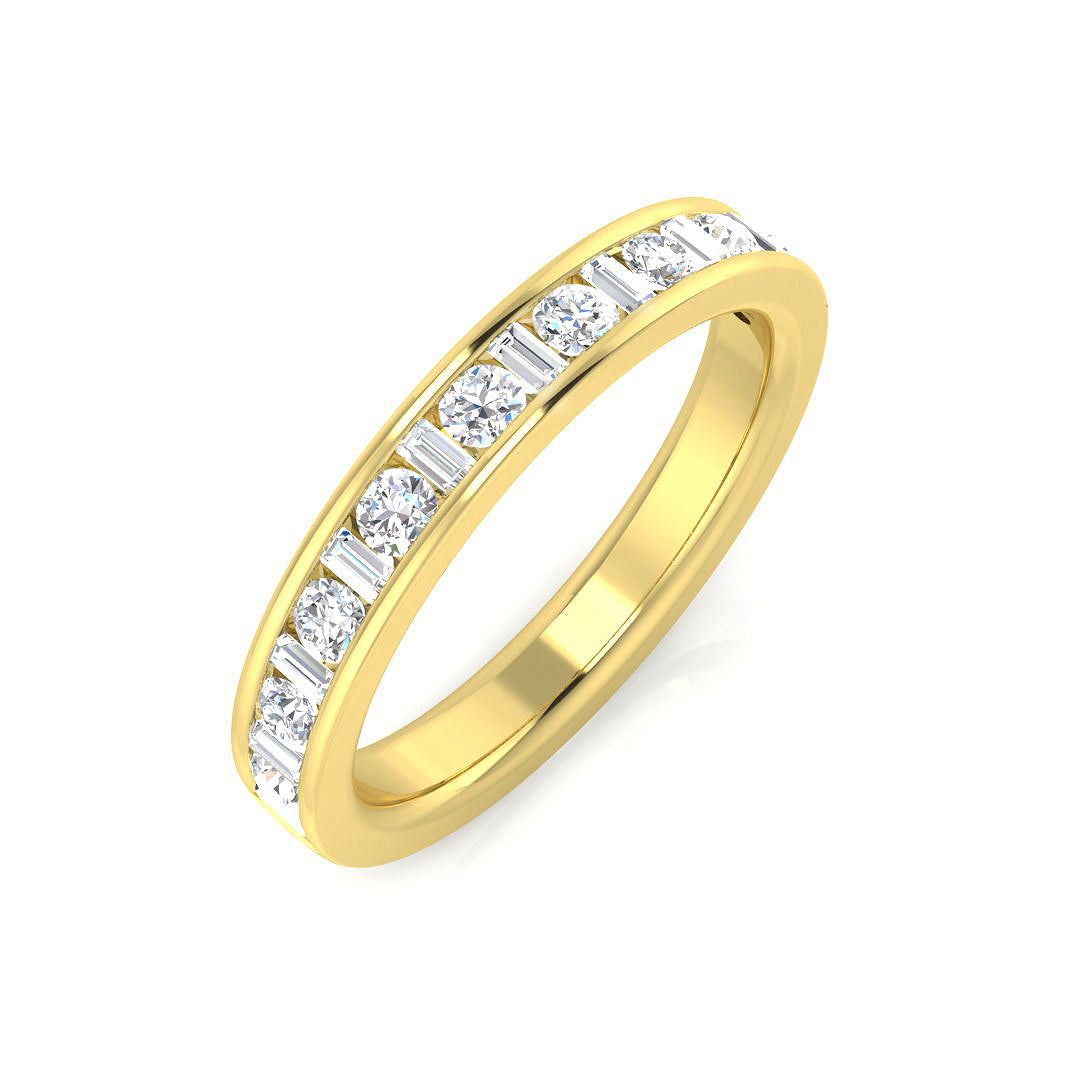 Baguette & Round Cut Half Eternity Ring | 0.5ct to 1ct | Natural & Lab Diamond