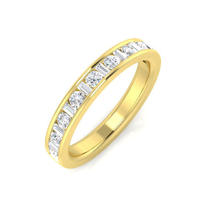 0.50-1.00ct Lab-Grown D/VVS Baguette & Round Cut Diamond Half Eternity Ring.