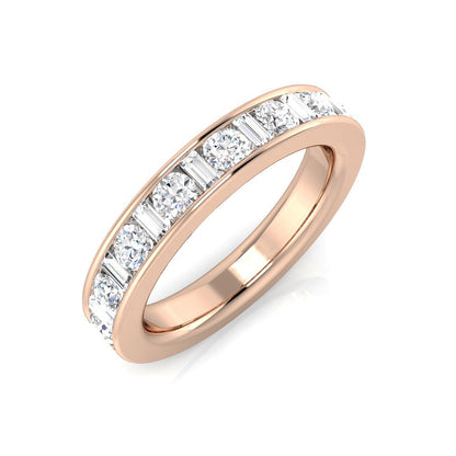 0.50-1.00ct Lab-Grown D/VVS Baguette & Round Cut Diamond Half Eternity Ring.