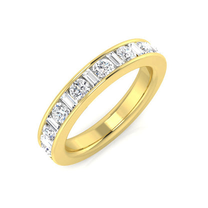 0.50-1.00ct Lab-Grown D/VVS Baguette & Round Cut Diamond Half Eternity Ring.