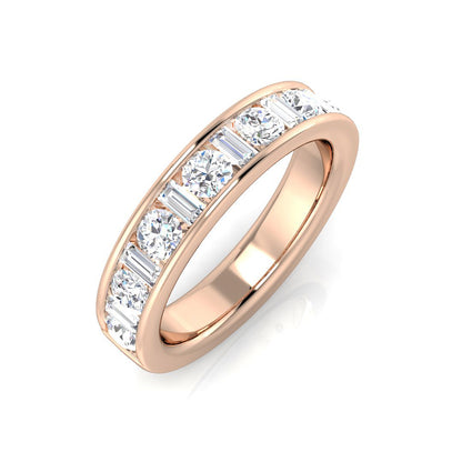 0.50-1.00ct Lab-Grown D/VVS Baguette & Round Cut Diamond Half Eternity Ring.