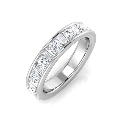 0.50-1.00ct Lab-Grown D/VVS Baguette & Round Cut Diamond Half Eternity Ring.