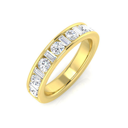 0.50-1.00ct Lab-Grown D/VVS Baguette & Round Cut Diamond Half Eternity Ring.