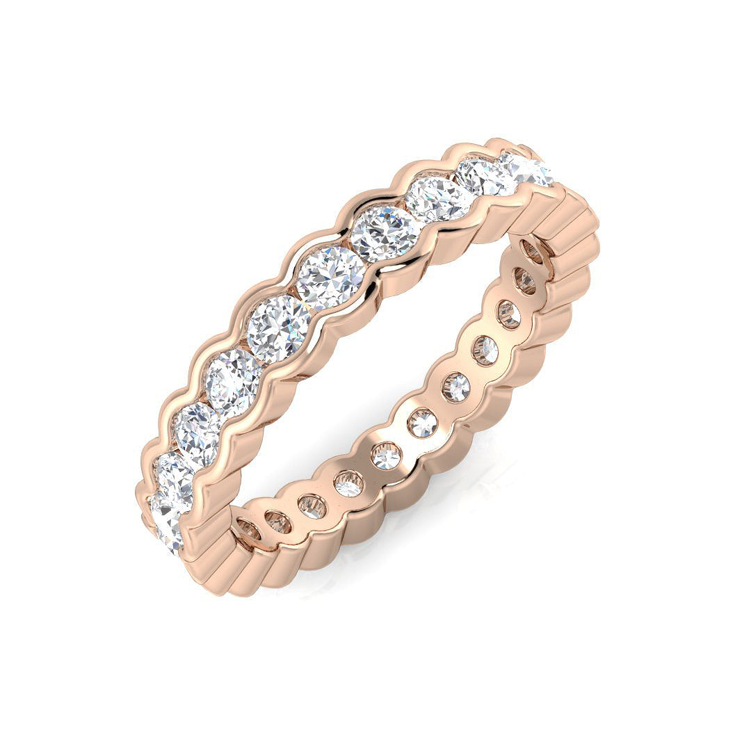 1.00 to 2.10ct Lab-Grown Round Cut D/VVS Diamond Half Bezel Set Full Eternity Ring