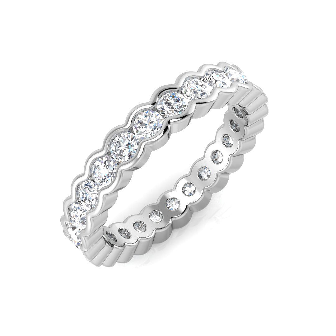 1.00 to 2.10ct Lab-Grown Round Cut D/VVS Diamond Half Bezel Set Full Eternity Ring