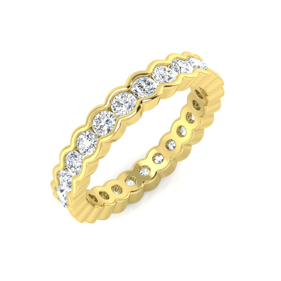 1.00 to 2.10ct Lab-Grown Round Cut D/VVS Diamond Half Bezel Set Full Eternity Ring