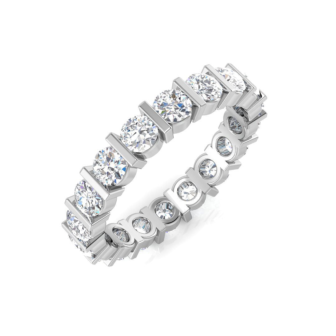 1.00 to 2.00ct Lab-Grown Round Cut D/VVS Diamond Bar Set Full Eternity Ring.