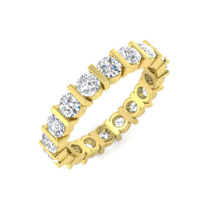 1.00 to 2.00ct Lab-Grown Round Cut D/VVS Diamond Bar Set Full Eternity Ring.