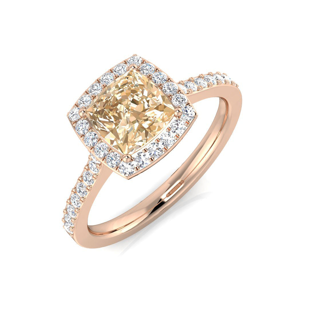 Cushion Cut Morganite Halo Diamond Engagement Ring | 1.25ct - 2.5ct