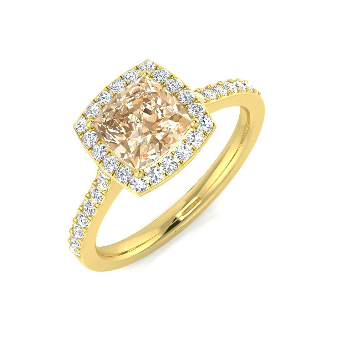 Cushion Cut Morganite Halo Diamond Engagement Ring | 1.25ct - 2.5ct