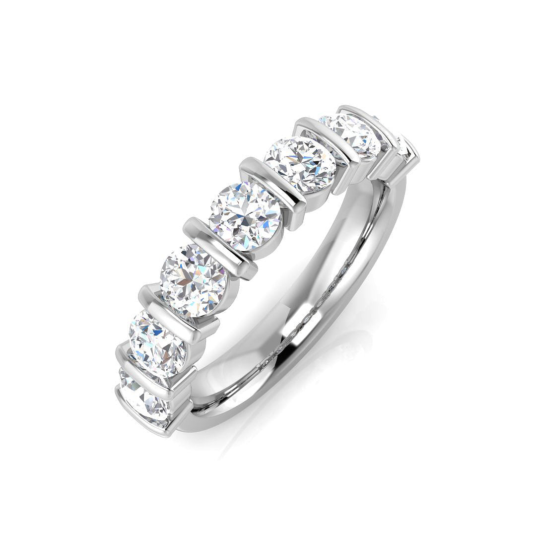 0.50ct-1.35ct Lab-Grown Round Cut D/VVS Diamond Bar Set Half Eternity Ring.