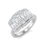 Baguette & Round Diamond Cluster Ring 1.5ct Halo Luxury UK